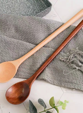 韩式搅拌料理加长烹饪勺子长柄木勺吃饭用木质奶锅木头隔热汤勺