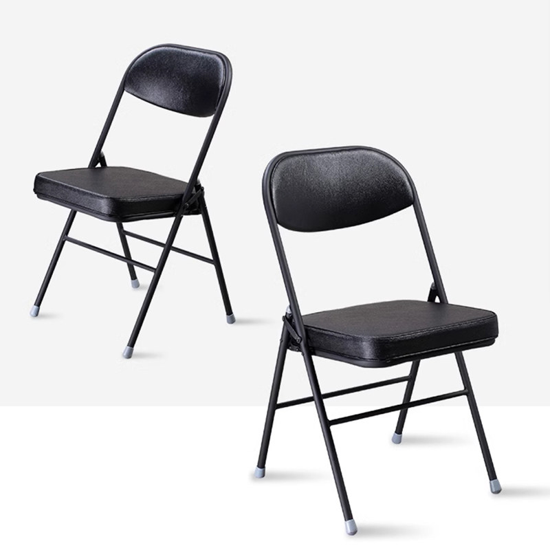 北京天坛家具折叠椅家用钢管椅子办公椅办公会议椅靠椅黑色2把