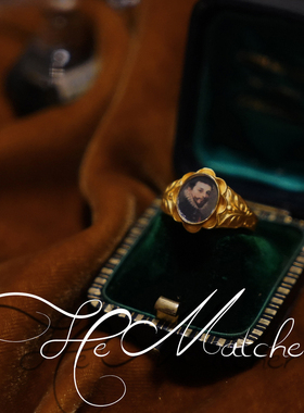 原创复古中世纪贵族头像戒指古典雕花包金工艺不掉色925纯银饰品