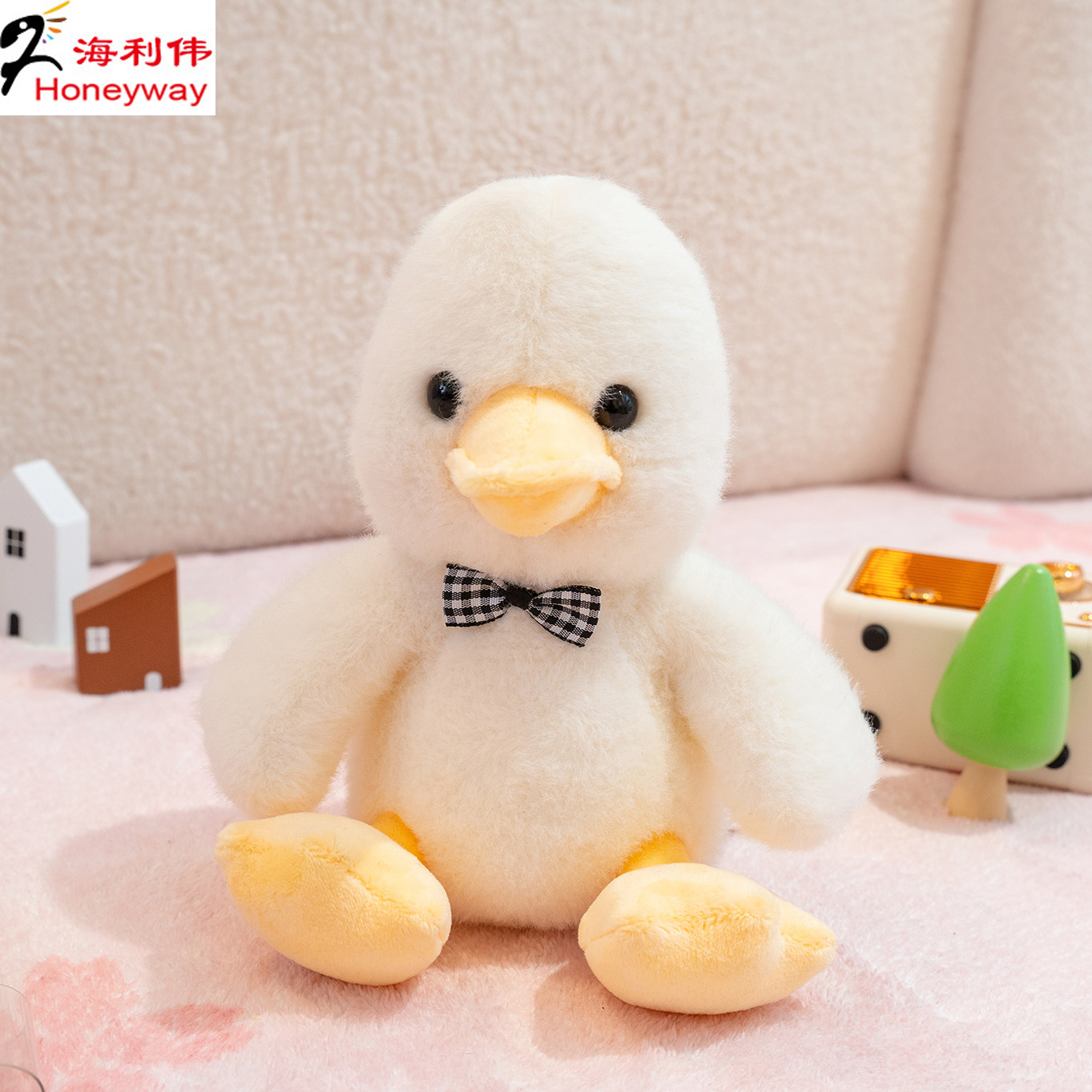 海利伟领结鸭玩偶睡觉安抚娃娃公仔小白鹅布偶毛绒玩具生日礼物女,玩具/童车/益智/积木/模型,毛绒/玩偶/公仔/布艺类玩具,淘宝优惠券,粉丝福利购,淘宝优惠卷