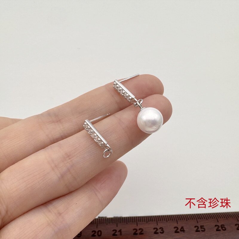 S925纯银耳钉空托开口防过敏一对
