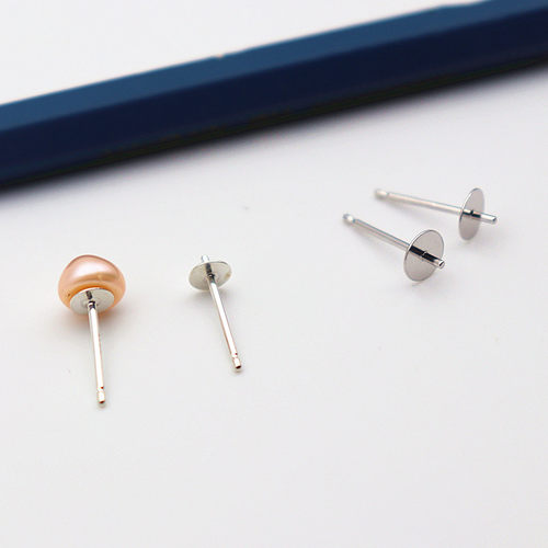 s925纯银耳钉空托粘珍珠玉石镶嵌