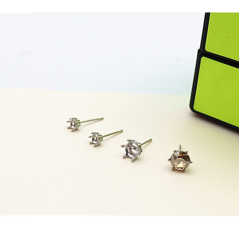 diy925纯银电白金防过敏空托