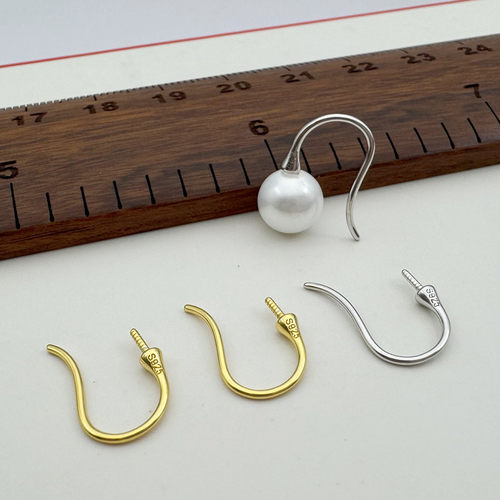 S925纯银电黄金diy珍珠耳环空托