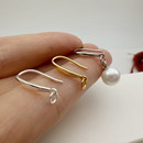 S925纯银耳钩U形diy珍珠耳环耳坠配件换挂钩不过敏开口活口银饰品