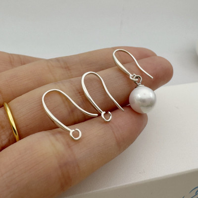 纯银S925耳钩diy珍珠耳环开口