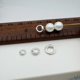 闭口圈S925纯银藏线环小米珠项链手链定位收尾扣diy手工串珠配件