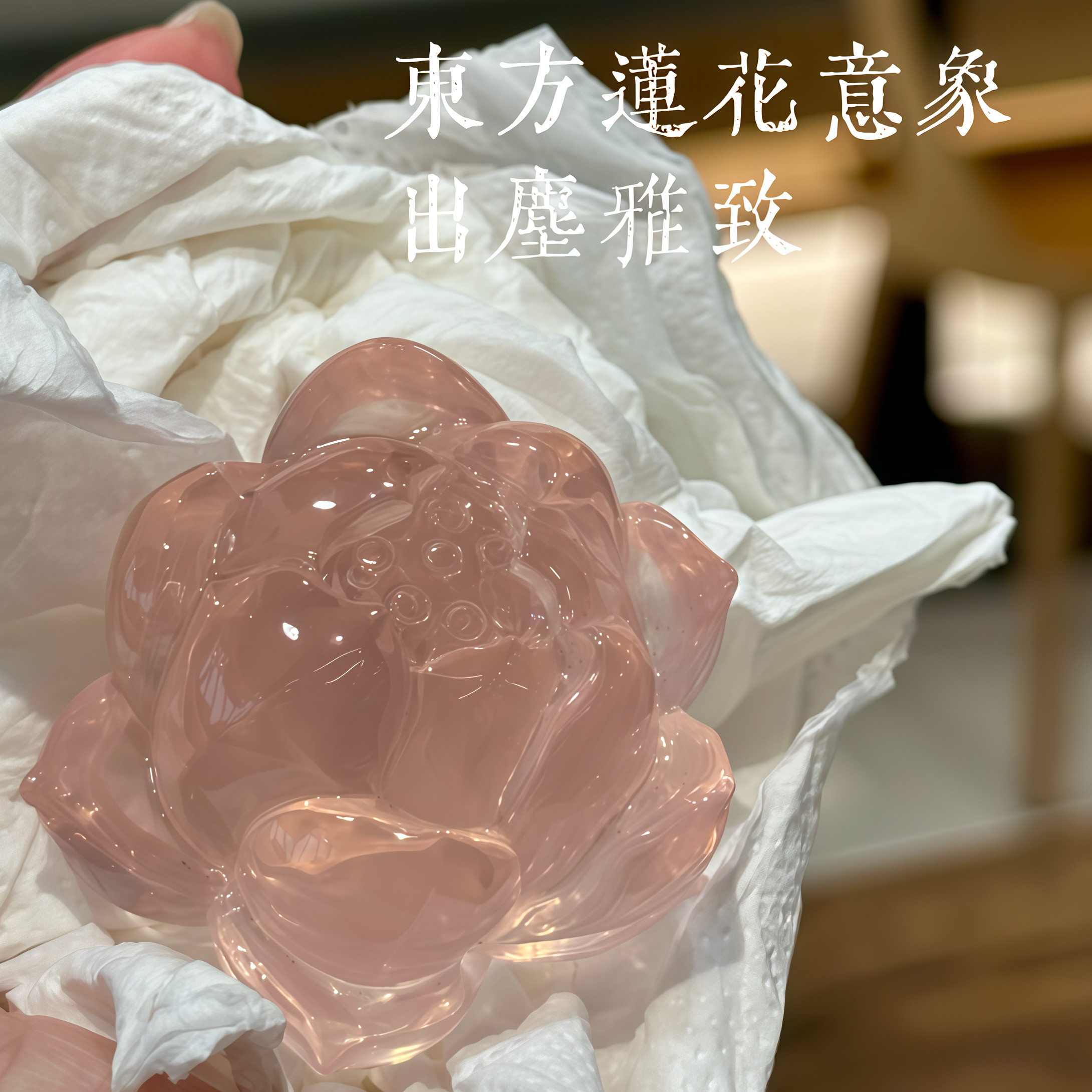 煜石說莲花原创手工雕刻天然水晶莲花吊坠摆件把件摆放孤品收藏