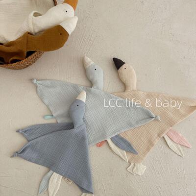 北欧婴儿纯棉安抚巾大鹅宝宝安抚玩偶新生儿陪睡手帕安抚玩具