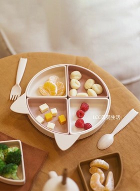 清仓 法国coolable宝宝分格餐盘吸盘式分格盘防摔儿童辅食碗餐具