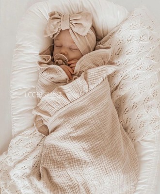 北欧cribsheet纯色棉纱布盖毯