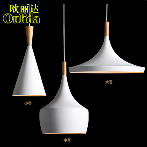 北欧创意个性餐厅灯 简约乐器灯吧台咖啡厅实木铝材单三头吊灯具