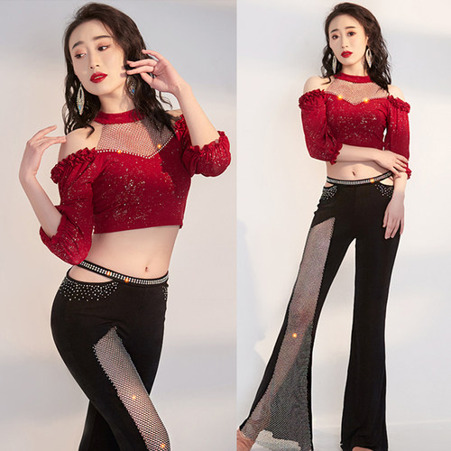 肚皮舞练功服套装女闪亮裤装