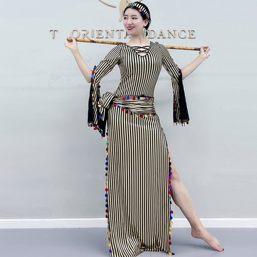 肚皮舞娘烫金亮片袍子baladi
