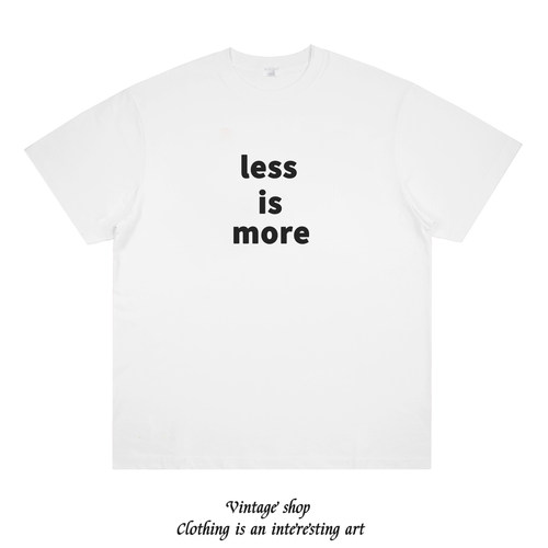 less is more 美式简约印花打底短袖简单趣味小众设计宽松男女t恤