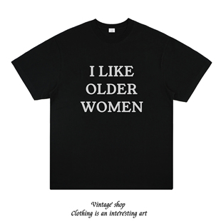 WOMEN 美式 趣味纯棉印花短袖 字母英文时尚 OLDER 个性 T恤潮 LIKE