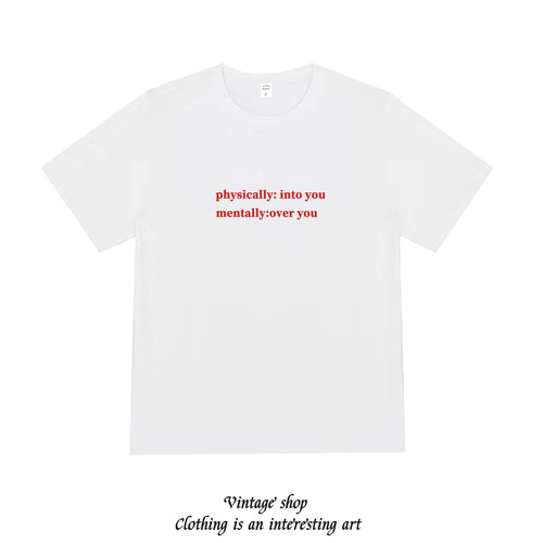 physically into you美式复古vintage短袖潮牌个性辣妹百搭t恤夏