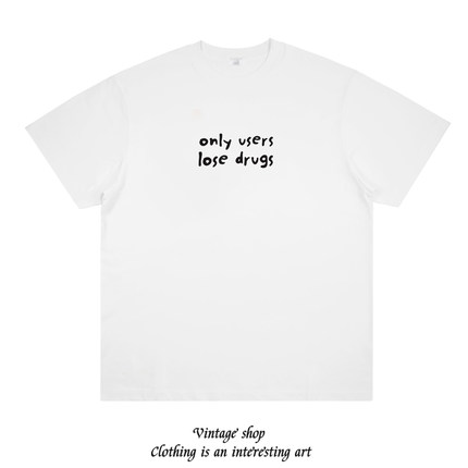 only users lose drvgs小众字母创意简约印花黑白短袖T恤男女同款