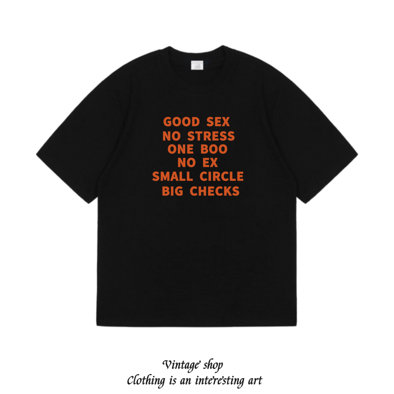 许愿 good sex no stress美式复古纯棉短袖时尚打底轻奢高级感T恤