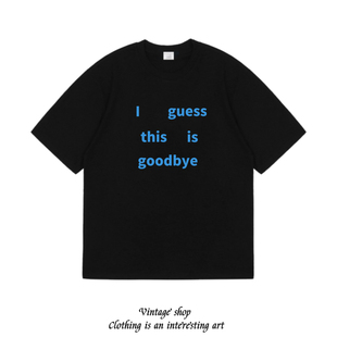 guess 美式 this goodbye迷失东京分手穿这件趣味短袖 标语t恤