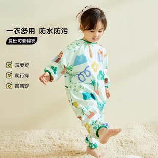 宝宝连体罩衣爬行服防脏爬爬服防水户外儿童罩衣2026新款全身罩衣