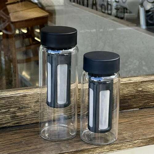 高颜值外带冷萃冷泡杯大容量便携咖啡刻度玻璃杯带盖果汁茶杯透明