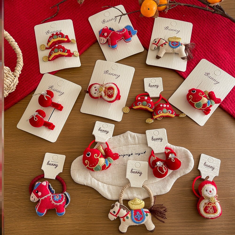 漂亮的儿童发夹女孩新年红色发饰蝴蝶结发夹头饰高级感中国风发卡,童装/婴儿装/亲子装,发饰,淘宝优惠券,粉丝福利购,淘宝优惠卷