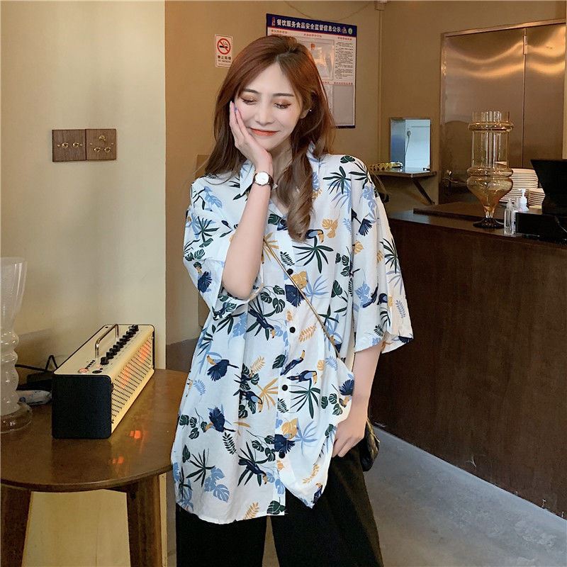 沙滩衬衫高级感痞帅复古花衬衫港风2025新款男女港风沙滩服短袖