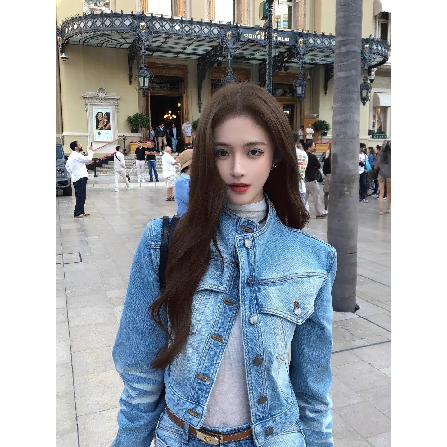 复古立领短款牛仔外套女重工上衣