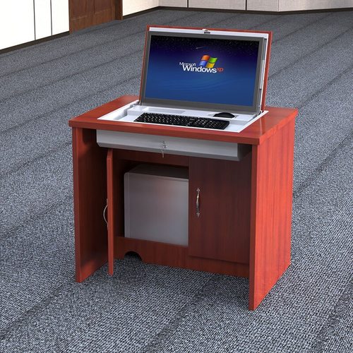 简约木制油漆翻转器显示屏电脑桌会议室隐藏式显示屏台式培训桌