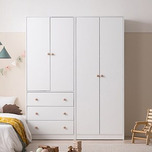 新款 儿童衣柜男女孩实木两门白色高款 衣橱定制简约现代卧室收纳柜