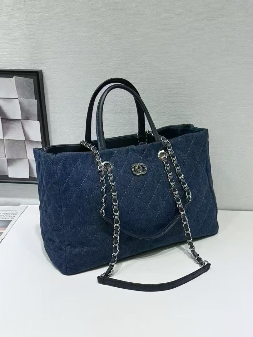 小香风25C丹宁牛仔布菱格托特通用款女包