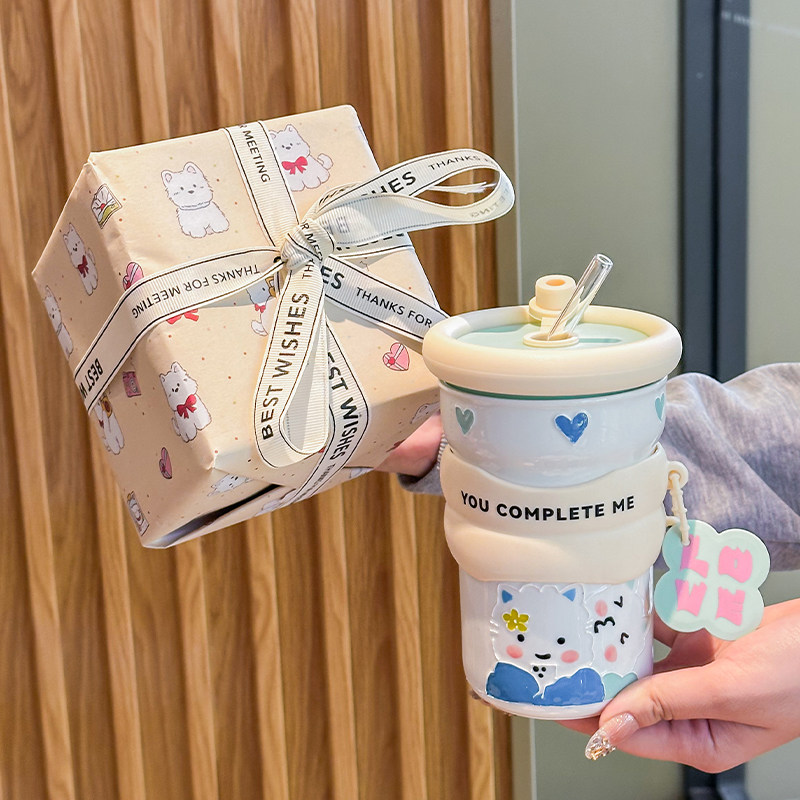 送女生生日礼物儿童吸管马克杯送闺蜜礼盒创意实用陶瓷水杯伴手礼,节庆用品/礼品,创意礼盒/礼品套组,淘宝优惠券,粉丝福利购,淘宝优惠卷