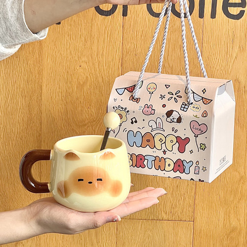 高颜值可爱小尾巴猫咪陶瓷马克杯