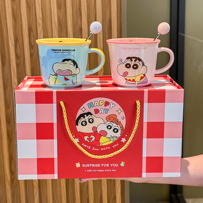 蜡笔小新联名杯子一对陶瓷马克杯