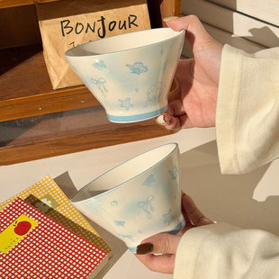 ins高颜值斗笠碗陶瓷家用2025新款米饭碗个人专用酸奶水果沙拉碗