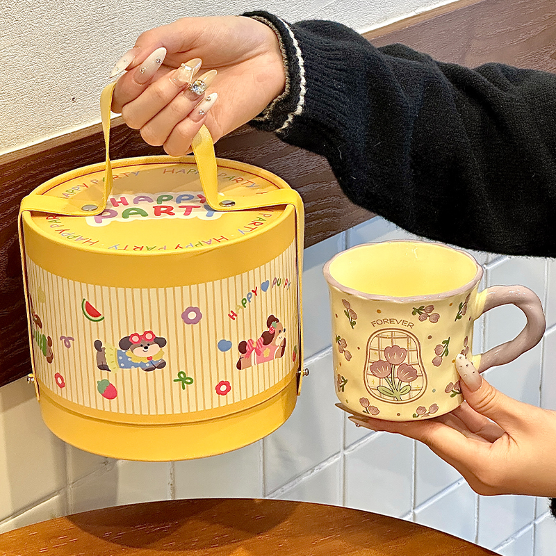 生日礼物可爱郁金香陶瓷杯马克杯