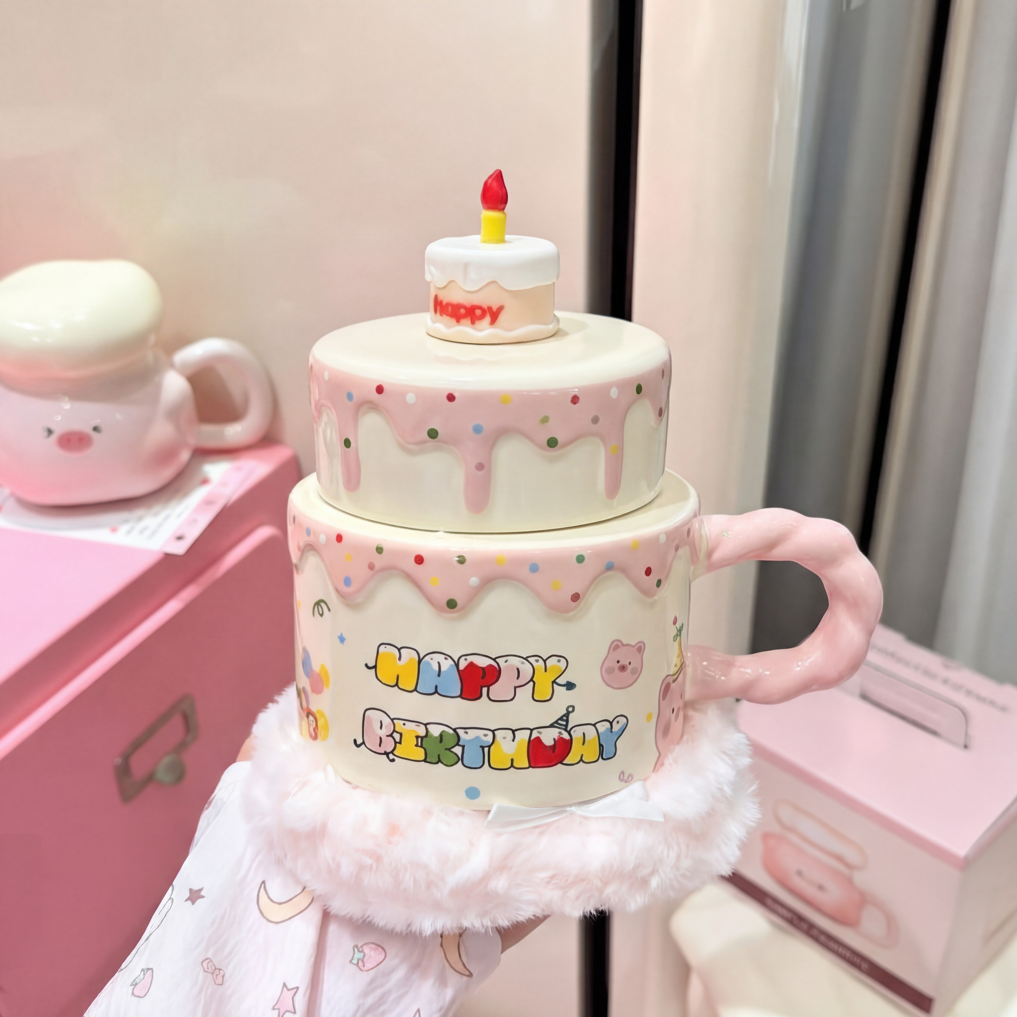 可爱蛋糕陶瓷马克杯送女生生日礼物儿童喝水杯咖啡杯伴手礼礼盒装,餐饮具,马克杯,淘宝优惠券,粉丝福利购,淘宝优惠卷