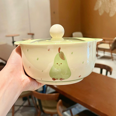 可爱梨子陶瓷泡面碗带盖螺蛳粉碗