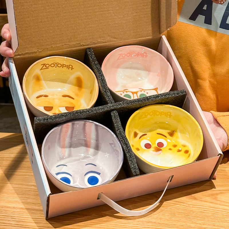 高颜值疯狂动物城陶瓷饭碗礼盒装