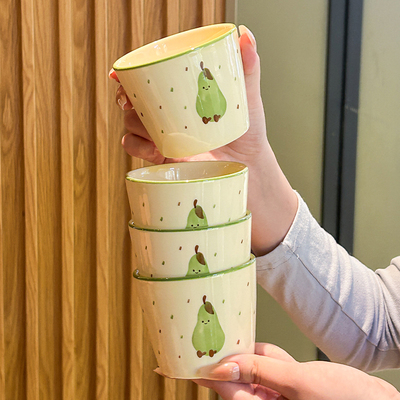 可爱梨子漱口杯高颜值家用陶瓷马克杯情侣早餐牛奶杯女生喝水杯子