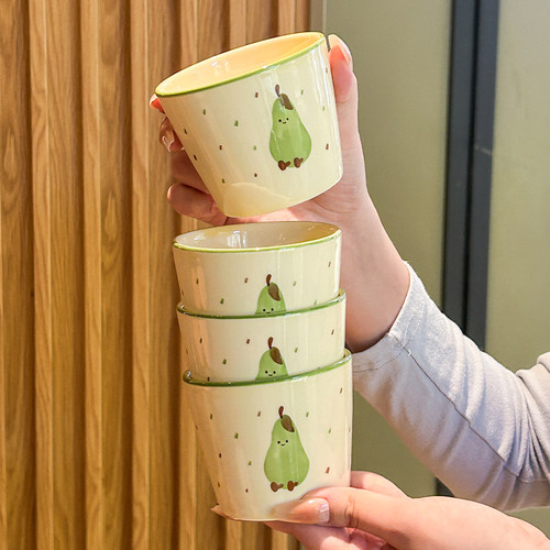 可爱梨子漱口杯高颜值家用陶瓷马克杯情侣早餐牛奶杯女生喝水杯子