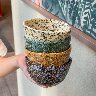ins泼墨陶瓷吃饭碗家用特别好看的米饭碗高颜值漂亮餐具儿童面碗