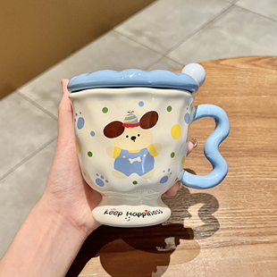 可爱高颜值帕恰狗杯子女生可爱陶瓷马克杯带盖生日礼物伴手礼礼盒