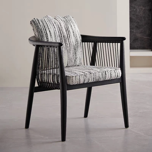 北欧设计师新款主人椅子中古风实木茶椅胡桃木轻奢木椅靠背椅餐椅