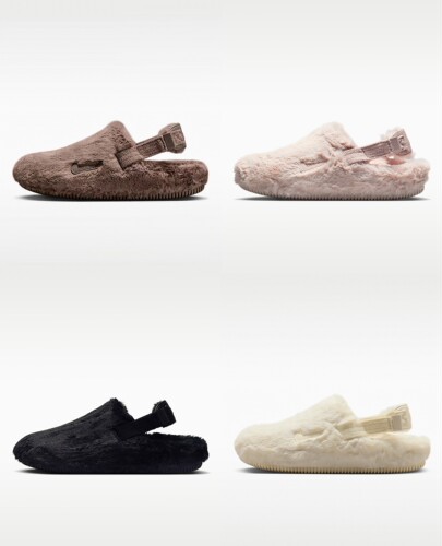 NIKE耐克CALM MULE SE女士冬季时尚魔术贴毛绒保暖拖鞋FZ3118