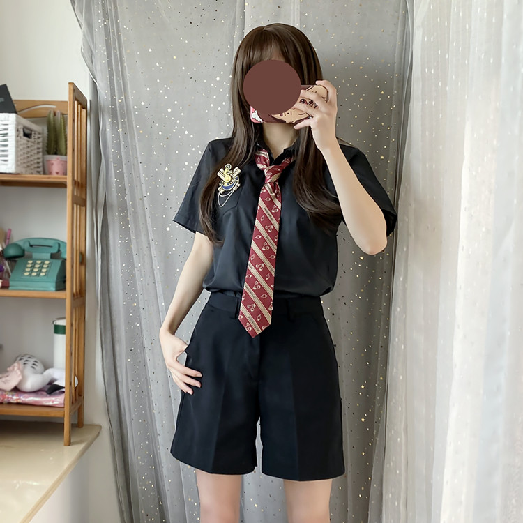 日本JK学院风制服短裤英伦校服学生班服西裤校服黑色直筒裤子大码