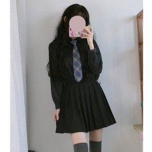 百褶裙领带学生三件套女 风琴褶衬衫 新品 日系JK学院风制服套装