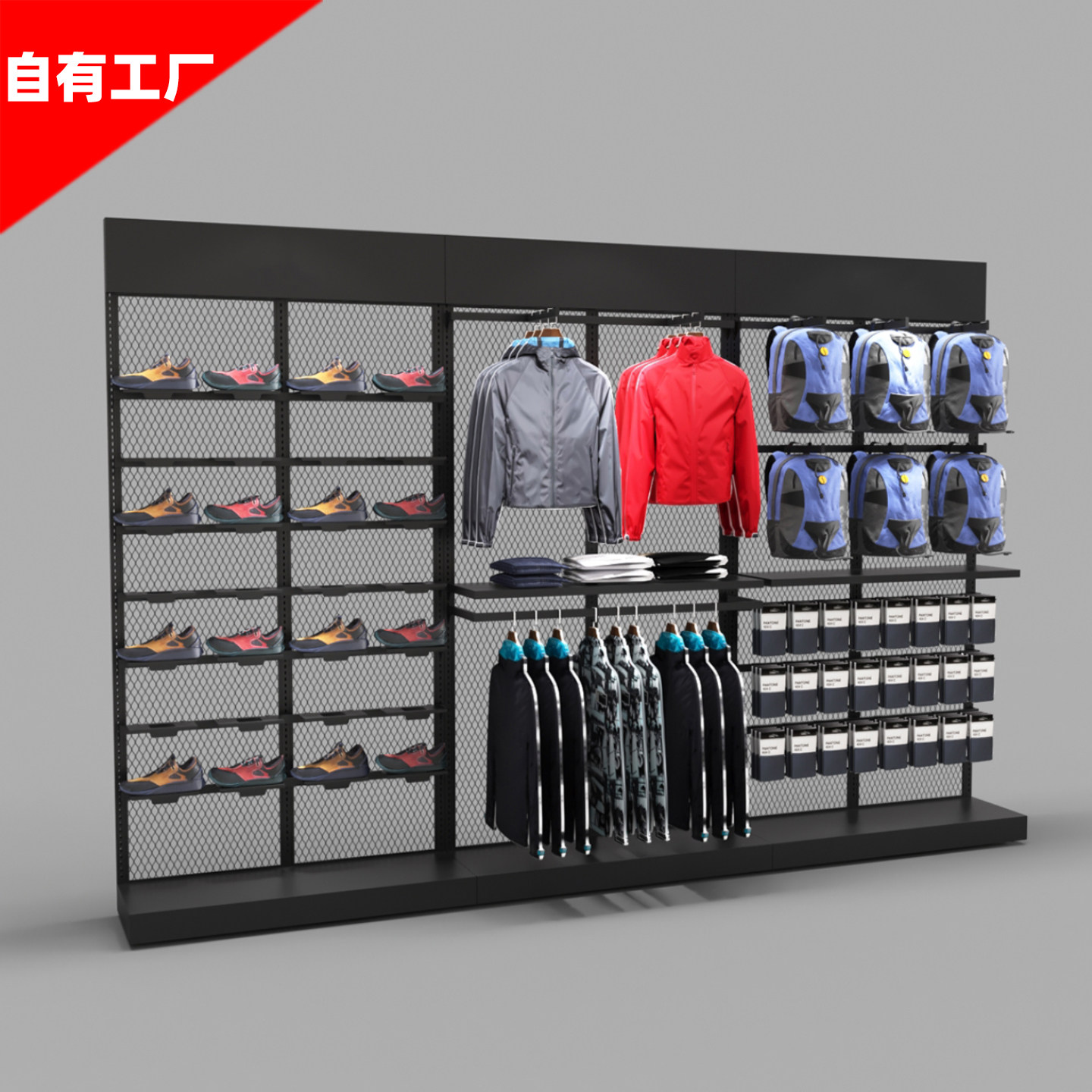 商用服装展示架直播球类鞋架一体运动鞋篮球羽毛球乒乓球拍置物架图片