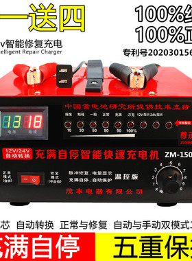 纯铜汽车电瓶充电器蓄电池小汽车货车叉车6v12v24v智能修复充电器